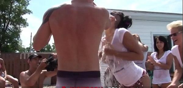  3-Way Porn - Wet T-Shirt at Poolside Orgy